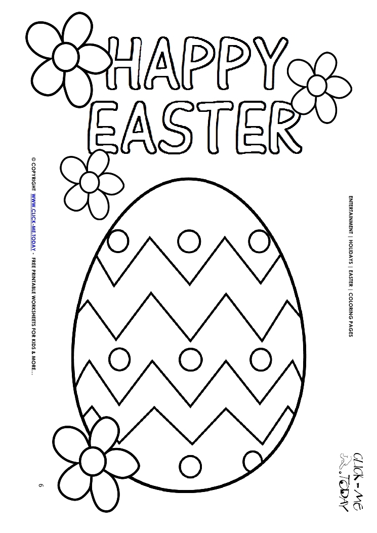 Easter Coloring Page: 6 Happy Easter Egg